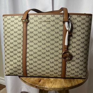 Michael Kors lag Sady Tote Handbag - logo nat/lugg